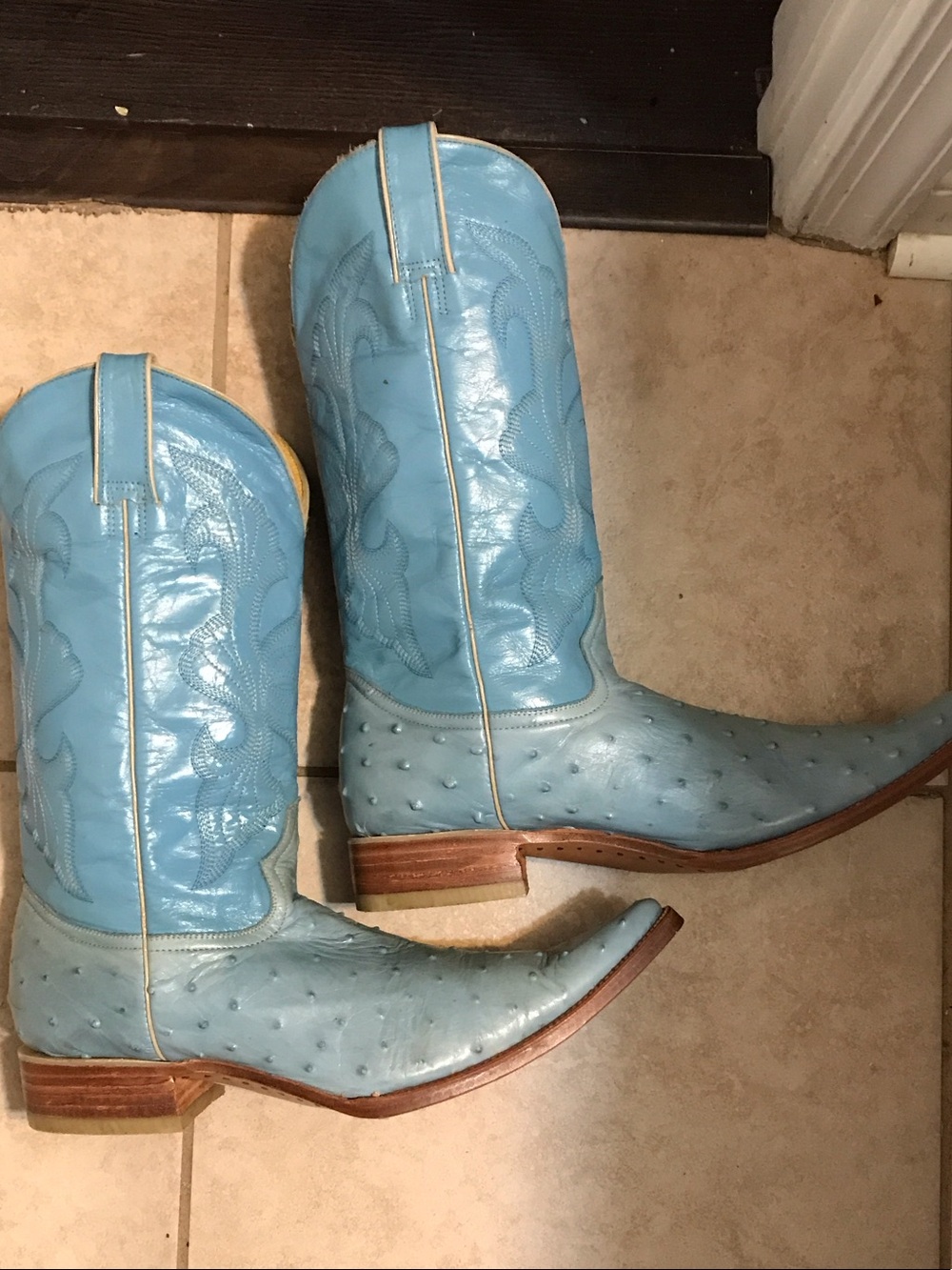 Men’s Planet Western Mexican Ostrich Miami Blue Cowboy boots